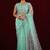 Embellished aqua sea green sequin embroidery embroidered border net saree with unstitched blouse