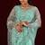 Embellished aqua sea green sequin embroidery embroidered border net saree with unstitched blouse