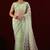 Trendy mint green sequin embroidery embroidered border net saree with unstitched blouse
