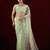 Trendy mint green sequin embroidery embroidered border net saree with unstitched blouse