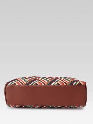  lines & loops tan jacquard chevron handheld bag 7