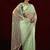 Trendy mint green sequin embroidery embroidered border net saree with unstitched blouse