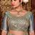 Ethnic blue diamond sequin jaal embroidered border mono nylon fabric saree with unstitched blouse
