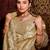 Trendy gold diamond sequin jaal embroidered border mono nylon fabric saree with unstitched blouse