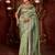 Traditional mahendi diamond sequin jaal embroidered border mono nylon fabric saree with unstitched blouse