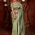 Traditional mahendi diamond sequin jaal embroidered border mono nylon fabric saree with unstitched blouse
