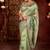 Traditional mahendi diamond sequin jaal embroidered border mono nylon fabric saree with unstitched blouse