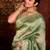 Traditional mahendi diamond sequin jaal embroidered border mono nylon fabric saree with unstitched blouse