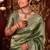 Traditional mahendi diamond sequin jaal embroidered border mono nylon fabric saree with unstitched blouse