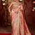 Indian peach diamond sequin jaal embroidered border mono nylon fabric saree with unstitched blouse