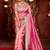 Elegance pink diamond sequin jaal embroidered border mono nylon fabric saree with unstitched blouse