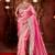Elegance pink diamond sequin jaal embroidered border mono nylon fabric saree with unstitched blouse