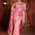 Elegance pink diamond sequin jaal embroidered border mono nylon fabric saree with unstitched blouse