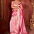 Elegance pink diamond sequin jaal embroidered border mono nylon fabric saree with unstitched blouse