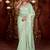 Latest aqua sea green diamond sequin jaal embroidered border mono nylon fabric saree with unstitched blouse