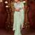 Latest aqua sea green diamond sequin jaal embroidered border mono nylon fabric saree with unstitched blouse