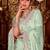 Latest aqua sea green diamond sequin jaal embroidered border mono nylon fabric saree with unstitched blouse