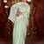 Latest aqua sea green diamond sequin jaal embroidered border mono nylon fabric saree with unstitched blouse