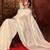 Celebrity inspired cream diamond sequin jaal embroidered border mono nylon fabric saree with unstitched blouse