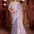Bollywood gray diamond sequin jaal embroidered border mono nylon fabric saree with unstitched blouse