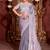 Bollywood gray diamond sequin jaal embroidered border mono nylon fabric saree with unstitched blouse