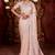 Designer peach diamond sequin jaal embroidered border mono nylon fabric saree with unstitched blouse