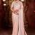Designer peach diamond sequin jaal embroidered border mono nylon fabric saree with unstitched blouse