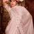 Designer peach diamond sequin jaal embroidered border mono nylon fabric saree with unstitched blouse