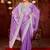 Pure purple diamond sequin jaal embroidered border mono nylon fabric saree with unstitched blouse