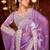 Pure purple diamond sequin jaal embroidered border mono nylon fabric saree with unstitched blouse