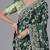 Light weight green embroidered in multi-colored satin saree with unstitched blouse
