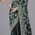 Light weight green embroidered in multi-colored satin saree with unstitched blouse