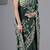 Light weight green embroidered in multi-colored satin saree with unstitched blouse