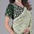 Fashionable pista embroidered in multi-colored satin saree with unstitched blouse