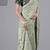 Fashionable pista embroidered in multi-colored satin saree with unstitched blouse