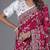 soft silk blend rani embroidered in multi-colored satin saree with unstitched blouse