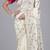 Celebrity type white embroidered in multi-colored satin saree with unstitched blouse