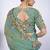 Floral firozi resham zari embroidery with glass sequins shimmer saree with unstitched blouse