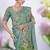 Floral firozi resham zari embroidery with glass sequins shimmer saree with unstitched blouse