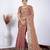 Embellished light peach resham zari embroidery with glass sequins shimmer saree with unstitched blouse