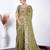 Ethnic mahendi resham zari embroidery with glass sequins shimmer saree with unstitched blouse