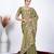Ethnic mahendi resham zari embroidery with glass sequins shimmer saree with unstitched blouse