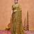 Traditional mustard gold embroidery with zari sequins fandy satin saree with unstitched blouse