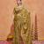 Traditional mustard gold embroidery with zari sequins fandy satin saree with unstitched blouse