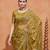 Traditional mustard gold embroidery with zari sequins fandy satin saree with unstitched blouse