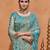 Elegance teal blue embroidery with zari sequins fandy satin saree with unstitched blouse