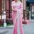 Ethnic baby pink multicolor floral buti embroidered border fandy satin saree with unstitched blouse