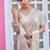 Trendy champagne beige multicolor floral buti embroidered border fandy satin saree with unstitched blouse