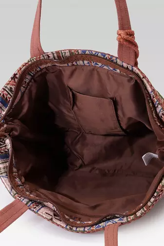  earth edit rust ethnic jacquard tote bag