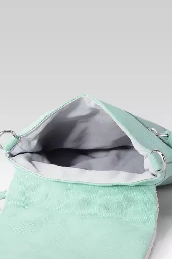  mod stitch mint green chevron cotton sling bag
